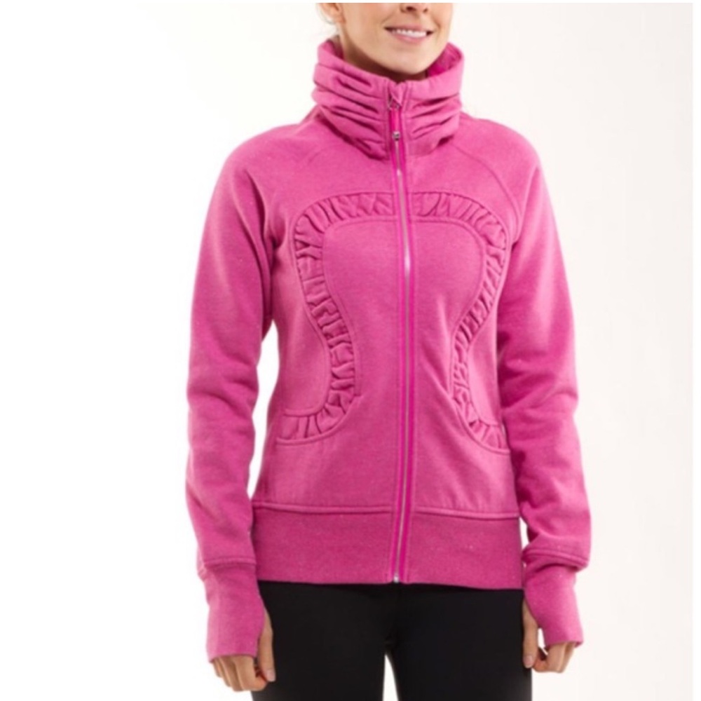 LULULEMON pink metallic sparkle long sleeve hoodie sweater small / 4 Barbie